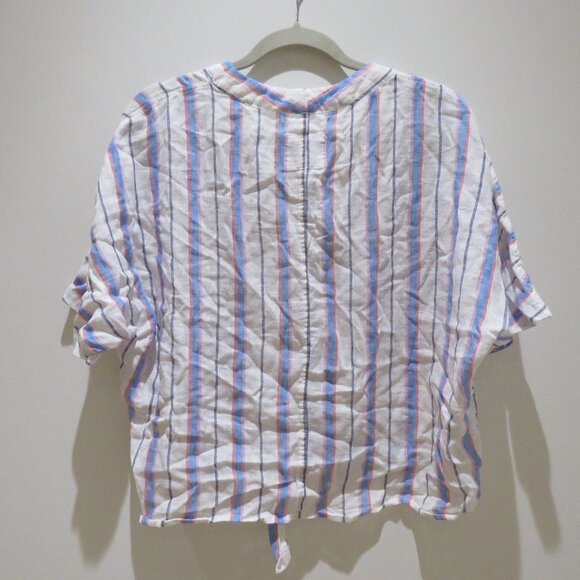 RAILS Thea Top in Tahiti Stripe Linen Blend Oversized Gauzy Boho Beachy - Size M - Picture 9 of 13